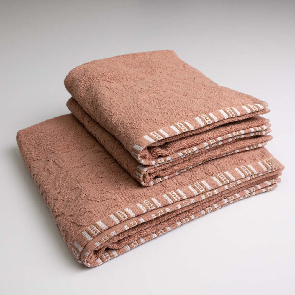 Набор махровых полотенец с орнаментом 3шт GM Textile 50х90см, 50х90см, 70х140см 400г/м2 (Бежевый) Сумы - изображение 1