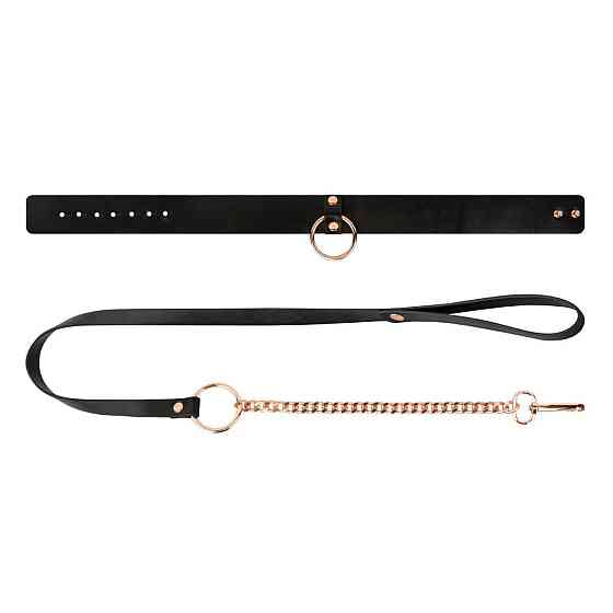 Ошейник с поводком Rosy Gold - Collar with Leash - Black Sex Aura Киев