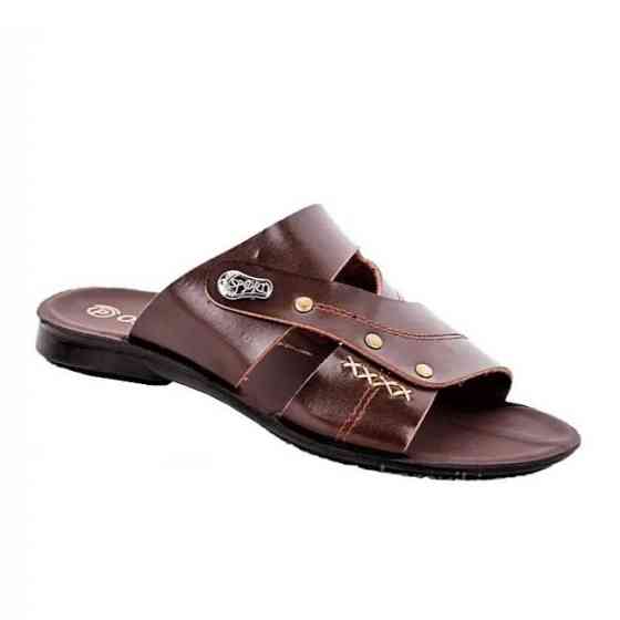Мужские Шлёпанцы Тапочки Сланцы Коричневые Кожаные (размеры: 41,42,43,44,45) Днепр