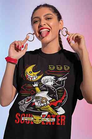 Футболка для мальчика аниме Деатх Кид Соул Еатер оверсайз (рост от 165 до 180 ) Черний AnimeJ0758m Днепр