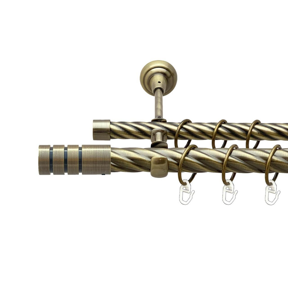 Карниз Orvit Модуло металевий дворядний відкритий скручена труба кільце металеве Антик 25\19 мм 160 см Львов - изображение 1