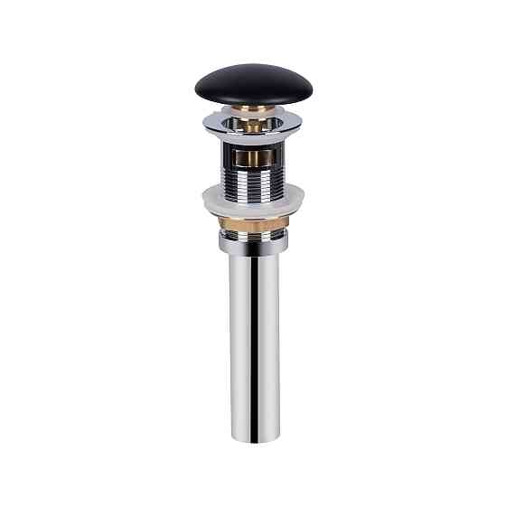 Донний клапан для раковини Qtap PU03O 225х70х70 Matt black з переливом Київ