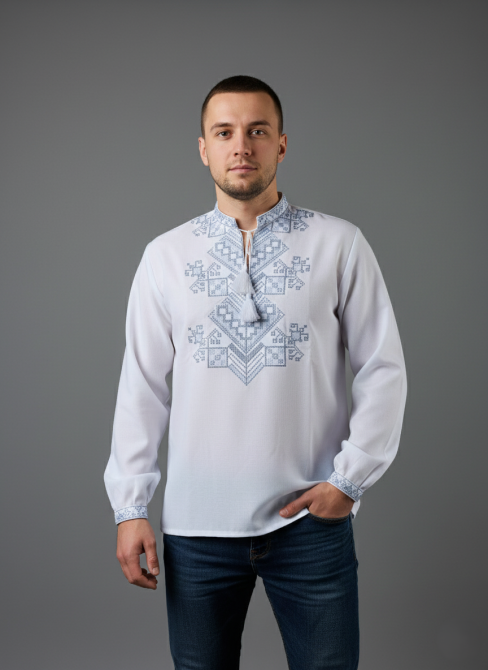 Чоловіча вишиванка на довгий рукав з орнаментом Дерево життя Київ - фото 1