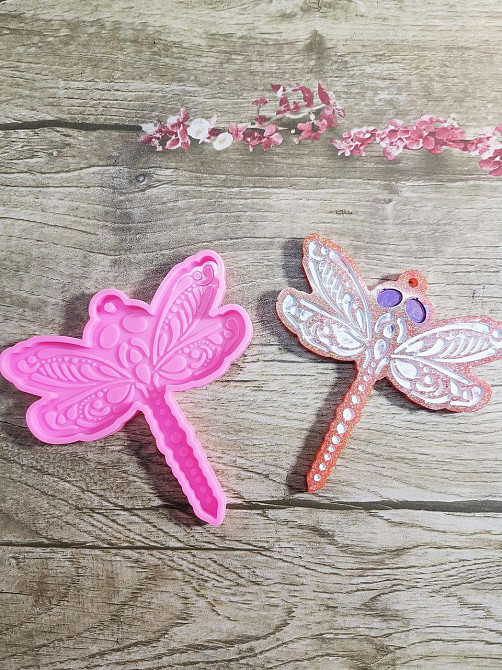 Молд силиконовый Стрекоза 83 на 80 мм розовый Киев - изображение 5