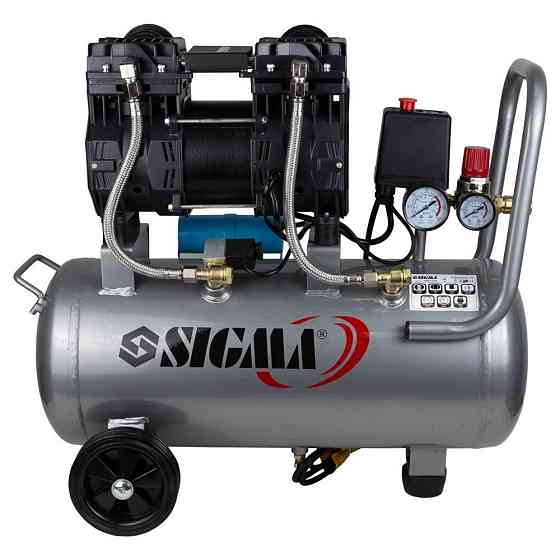 Компрессор двухцилиндровый безмасляный 1.5кВт 250л/мин 8бар 30л SIGMA (7042541) Киев