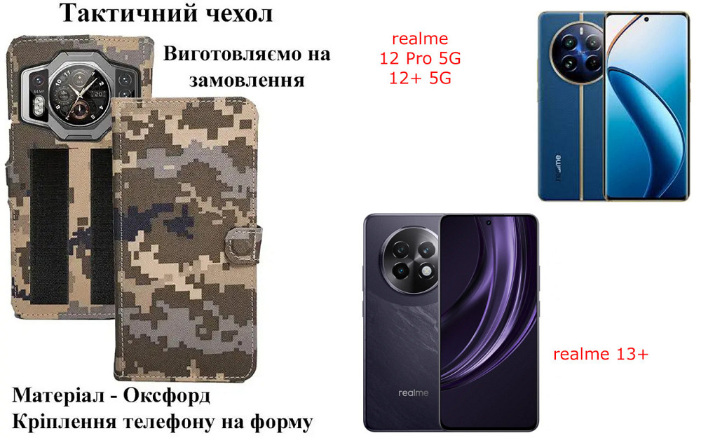 Тактический чехол для OPPO A58 4G, OPPO A59 5G, OPPO A60, крепится к снаряжению на липучке Киев - изображение 1