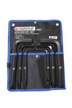 Набор ключей Г-образных 6-гранных 6 предметов (12, 14, 17, 19, 22, 24мм)на полотне Forsage F-5067 Одесса