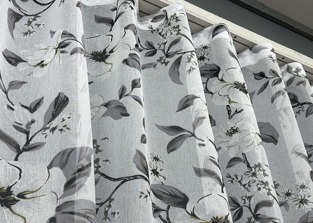 Тюль VR-Textil 1681т Flora Батист Белый с серым 400х270 см (42-0965) Киев - изображение 7