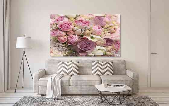 Картина полотно у вітальню / спальню     Рожеві троянди      MLP_246 ( 60х30см ) 40x80 см Київ
