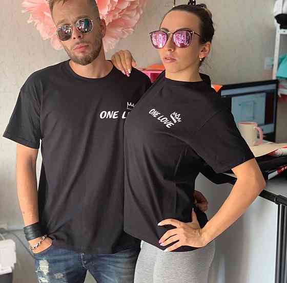 Черные Парные футболки для парня и девушки - one life & one love Черновцы