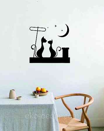 Декоративное настенное 3D Панно «Коты» Декор на стену с объемом 90*90 см, Черный Киев