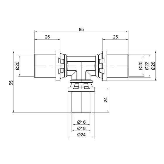 Трійник прес Icma 20х16х20 No406 Київ