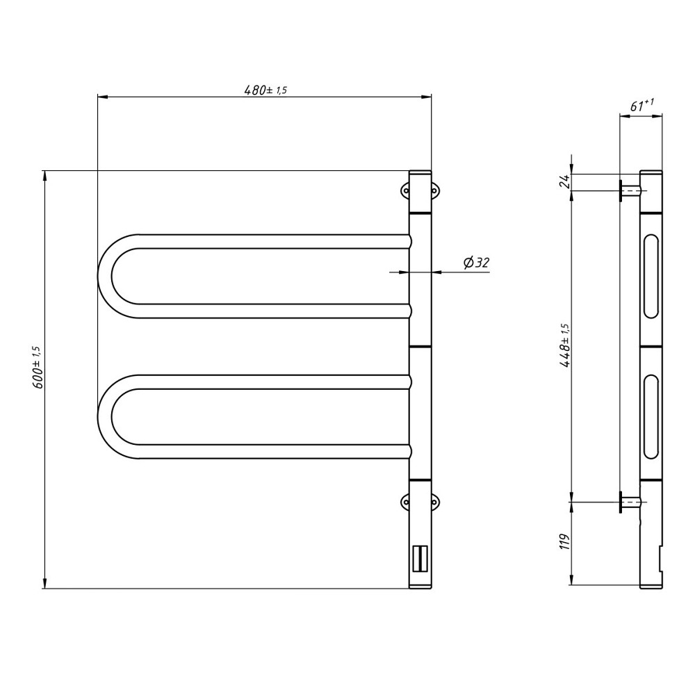 Полотенцесушитель электрический NAVIN Fouette 480х600 Sensor (белый) таймер 12-112033-4860 Киев - изображение 4
