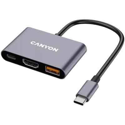 Концентратор Canyon hub DS-4 3in1 USB-C Grey (CNS-TDS4) Вінниця