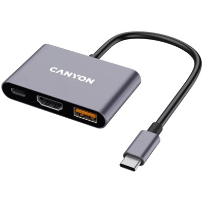 Концентратор Canyon hub DS-4 3in1 USB-C Grey (CNS-TDS4) Вінниця - фото 1