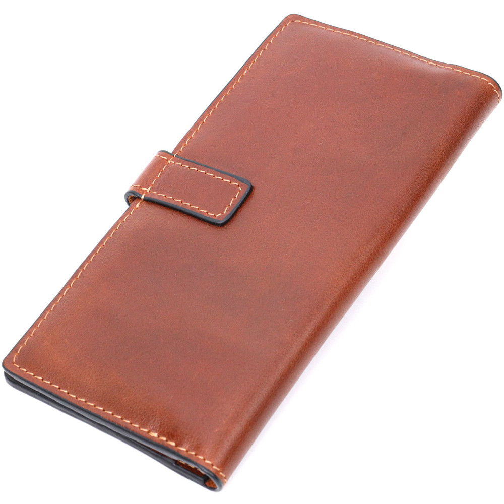 Цікавий вертикальний гаманець із натуральної шкіри Коричневий (GRANDE PELLE) Київ - фото 6