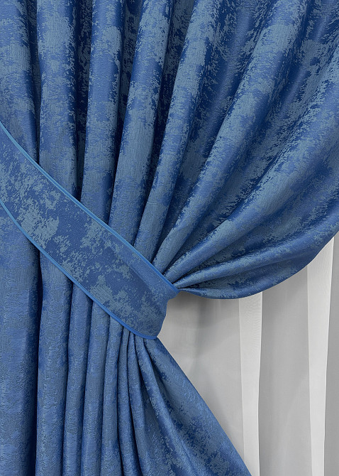 Комплект готовых штор VR-Textil Жаккард Sultan XO №1149ш Синий 150х270 см 2 шт (30-955) Киев - изображение 13