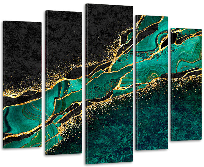 Модульная картина в гостиную / спальню  Флю Арт В зеленому кольорі LM005_5 99х140 см Киев - изображение 1