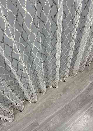 Тюль фатин с вышивкой и люрексом Цвет молочный с венге 1837т Киев