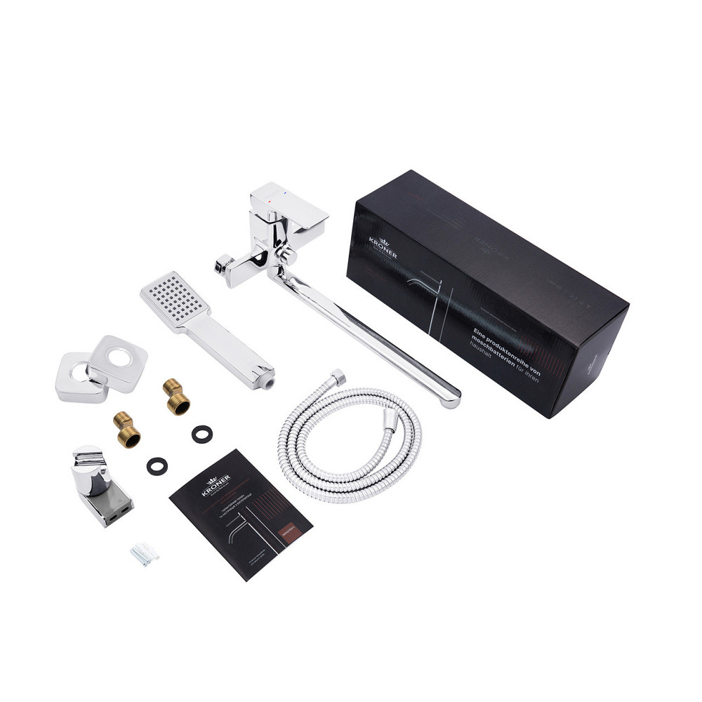 Змішувач для ванни Kroner KRP Harz - C070 з душовим гарнітуром, хром Київ - фото 6