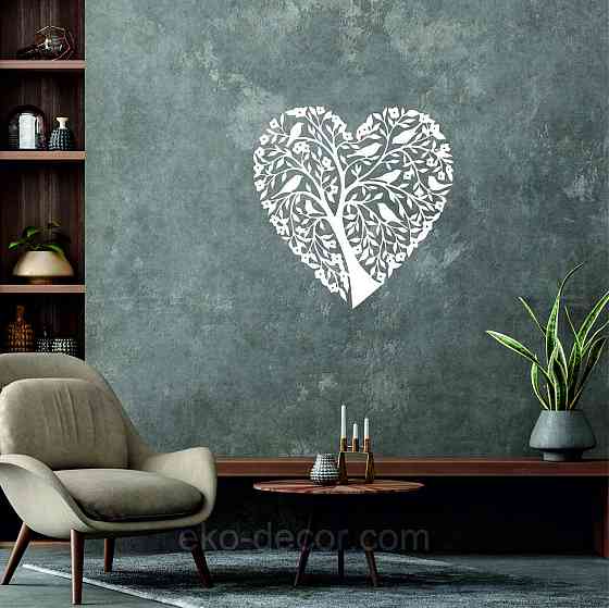 Декоративное настенное 3D Панно «Птицы Сердце» Декор на стену с объемом 90*88 см, Белый Киев