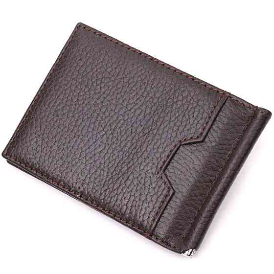 Отличный зажим для денег из натуральной кожи KARYA 21353 Коричневый Киев