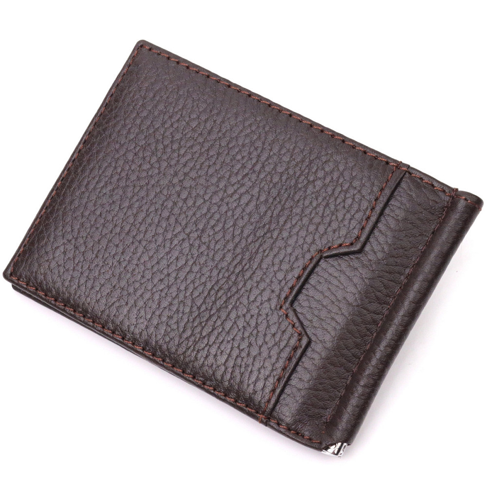 Отличный зажим для денег из натуральной кожи KARYA 21353 Коричневый Киев - изображение 2