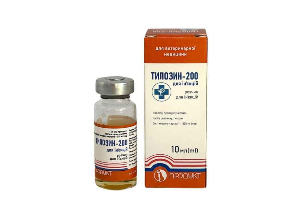 Антибиотик ТИЛОЗИН-200 для инекций 10 мл ТМ Продукт Киев - изображение 1