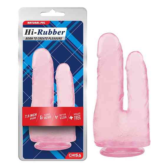 Фаллоимитатор двойной Chisa Hi-Rubber 7.9 на присоске, розовый Sex Aura Киев
