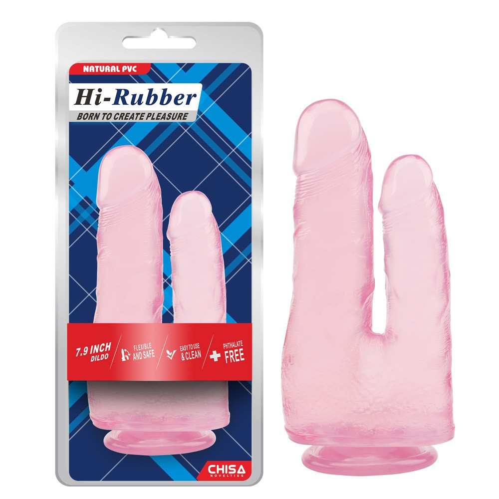 Фаллоимитатор двойной Chisa Hi-Rubber 7.9 на присоске, розовый Sex Aura Киев - изображение 2