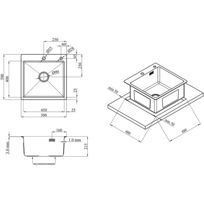 Мойка кухонная Kroner Geburstet-5050HM (CV022800) Винница - изображение 4
