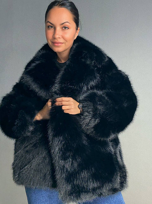 Шуба жіноча Fancy Matinee 5902 оверсайз з кишенями чорна, чорний, L Одеса - фото 4