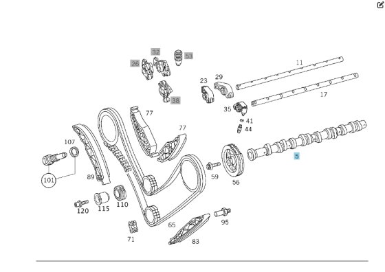 Mercedes-Benz  A1130503701 Правий розподільний вал для двигуна M113 V8 5.0 л Одесса