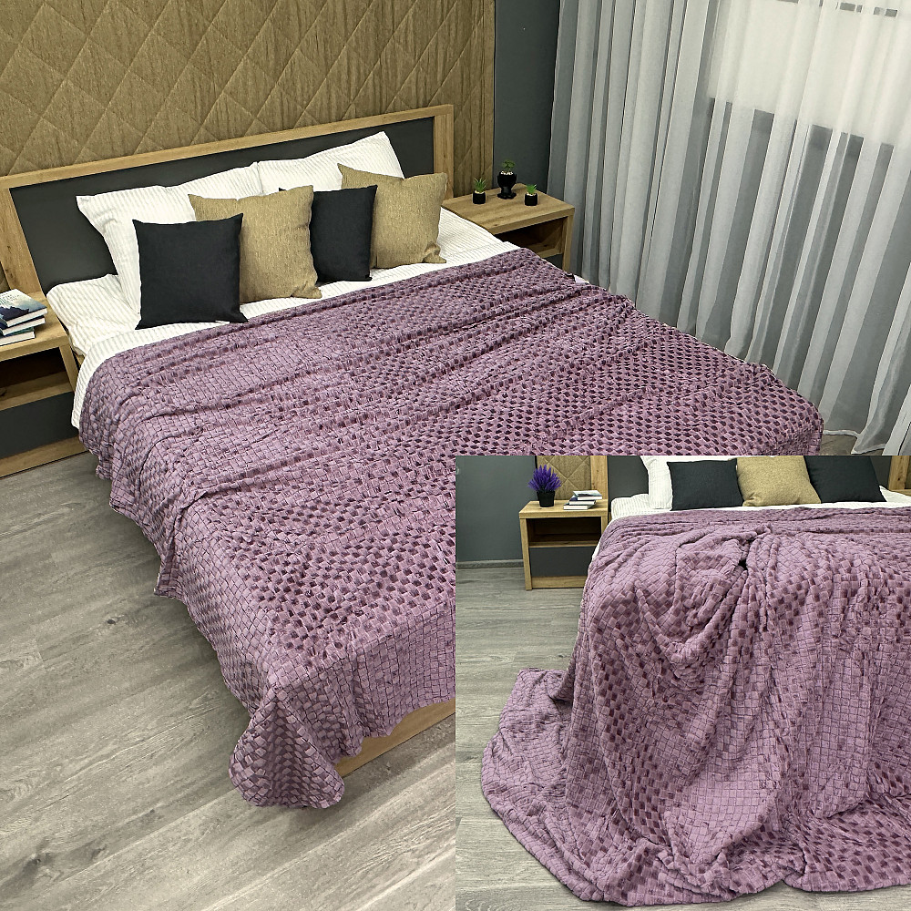 Плед-покривало Шахи 200х210 см (+-5см) Ліловий (87-034) Київ - фото 1