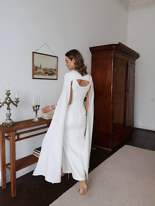 Жіночий елегантний романтичний комплект плаття + накидка костюмка Молочний, 44/46 Одеса - фото 3