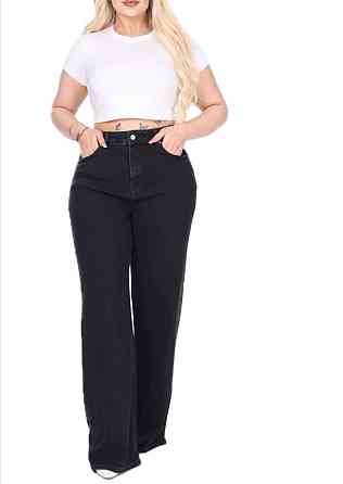 Женские черные джинсы батал широкого кроя с высокой посадкой 52 Одесса