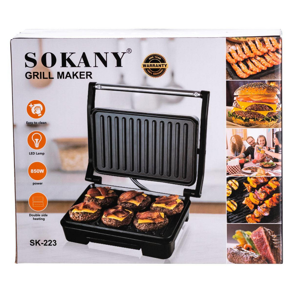 Електрогриль Sokany SK-223 з антипригарним покриттям Київ - фото 6