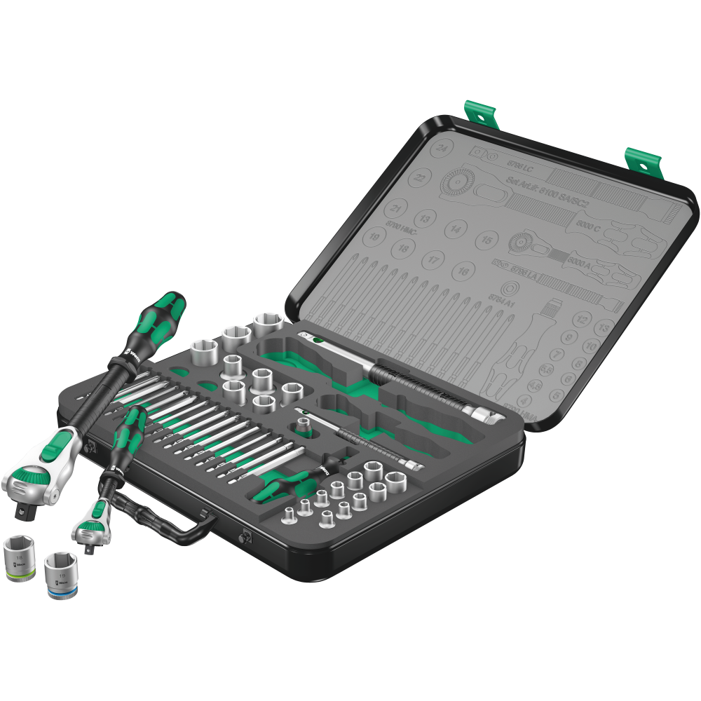 Набір інструментів 1/4", 1/2", 43 од., Wera Zyklop Speed 8100 SA/SC 2 (05160785001) Одеса - фото 3