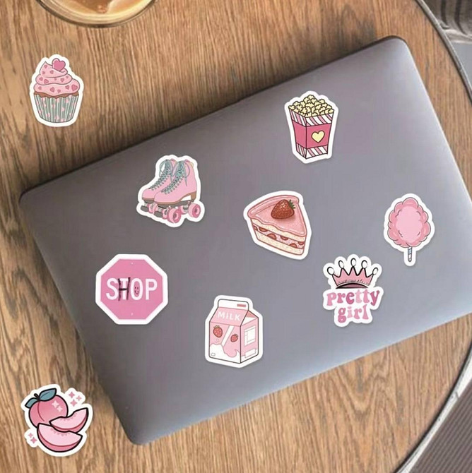 Набор розовых виниловых наклеек 23 шт, cute pink stickers для телефона, ноутбука, планшета и ежедневника Киев - изображение 4