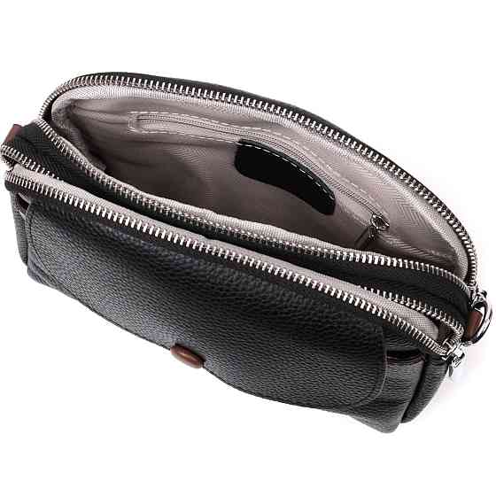 Шкіряна маленька повсякденна сумка для жінок Чорна (Vintage) Київ