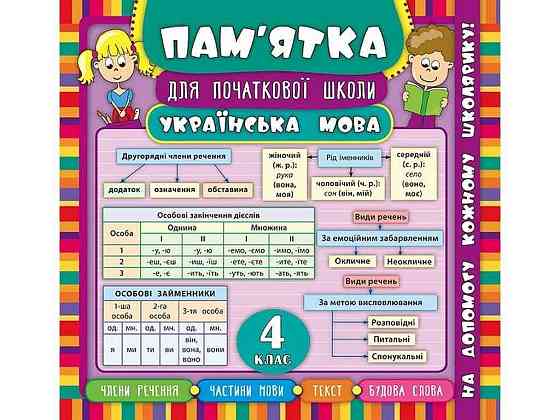 Памятка для начальной школы Украинский язык 4 класс арт.20413 ТМ УЛА Киев