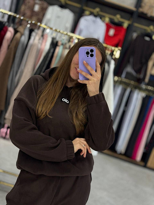 Женский теплый прогулочный костюм двойка: кофта и штаны турецкий флис Шоколад, 46/48 Одесса - изображение 5