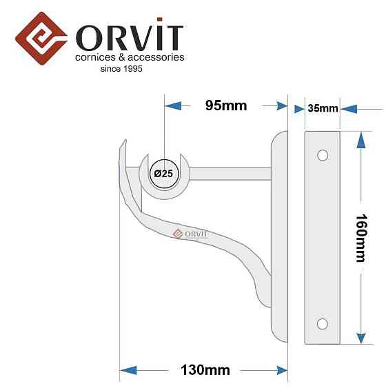 Тримач Orvit РЕТРО однорядний до стіни 25 мм САТИН Львов