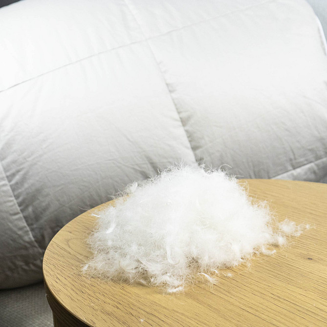 Ексклюзивна пухова Касетна Двоспальна ковдра преміум якості YouStar 100% гусячий пух, Сатин, розмір 175х205 см (Бежевий) Суми - фото 5