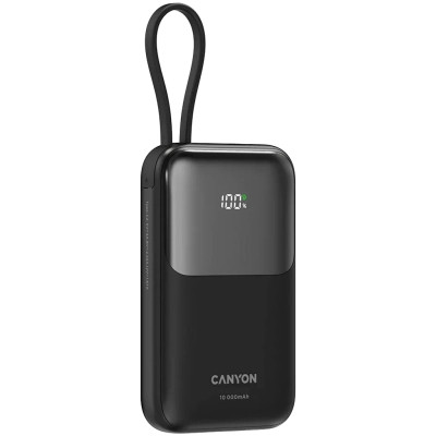 Батарея універсальна Canyon 10000mAh OnPower 101 PD/22.5W built-in cable Black (CNS-CPB101BK) Вінниця - фото 3