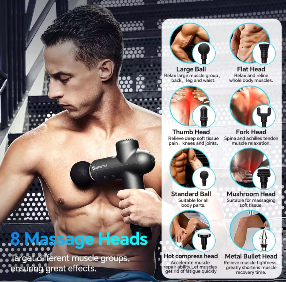 Перкуссионный массажер Booster Lightsaber 4000mah (8 насадок) Винница - изображение 4