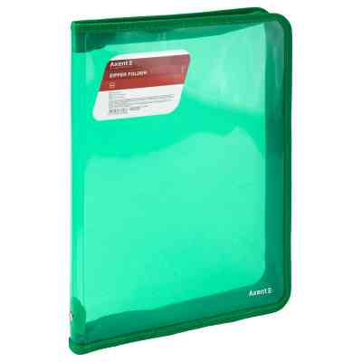 Папка на блискавці Axent об'ємна A4 550 мкм Прозора Зелена (1801-26-A) Вінниця