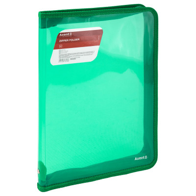 Папка на блискавці Axent об'ємна A4 550 мкм Прозора Зелена (1801-26-A) Вінниця - фото 1