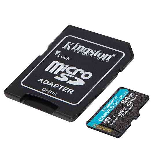 Карта пам'яті microSDXC (UHS-1 U3) Kingston Canvas Go! Plus 64Gb class 10 A2 V30 (R200MB / s) (adapter SD) Одеса