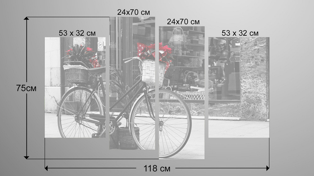 Модульна картина Велосипед Квіти Art-79_4 Київ - фото 3